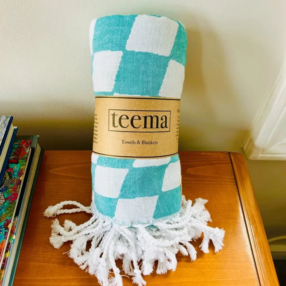 NEW with TAGS Teema The Aqua Checkmate Towel